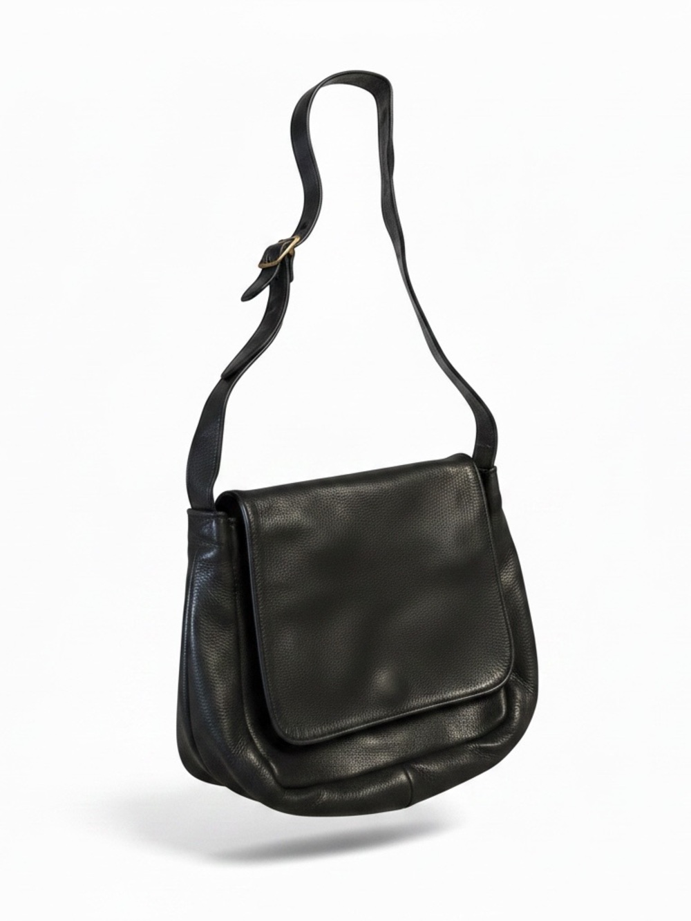 Classic Black Leather Shoulder Bag